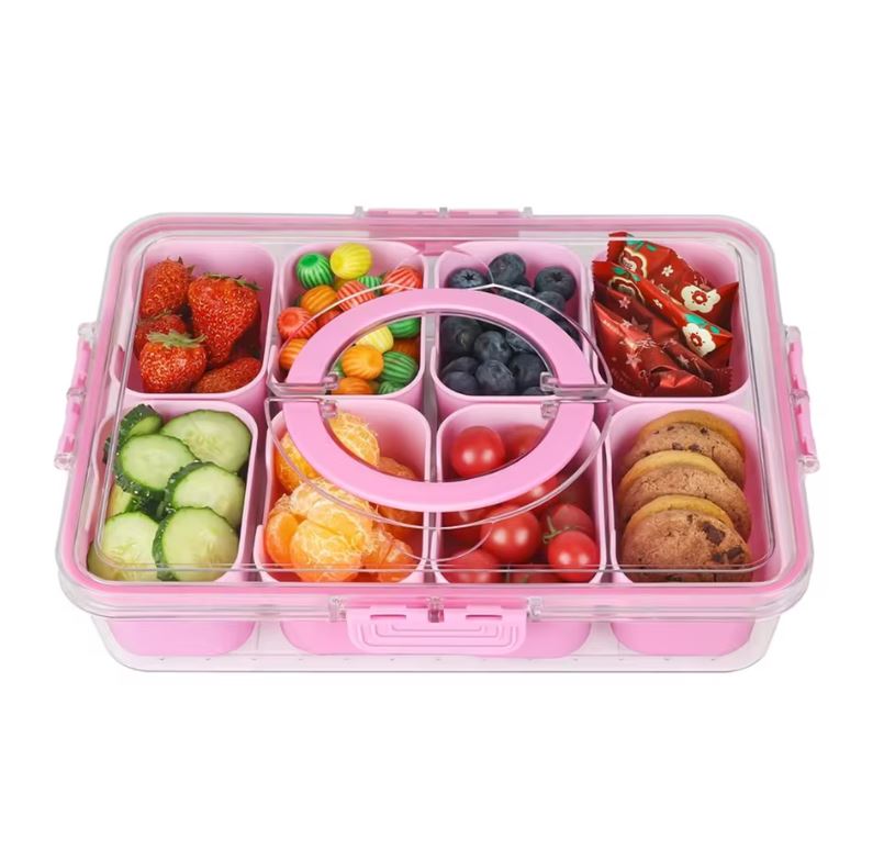 Caja de aperitivos - Práctica caja con 8 compartimentos para llevar, en la playa y en las fiestas