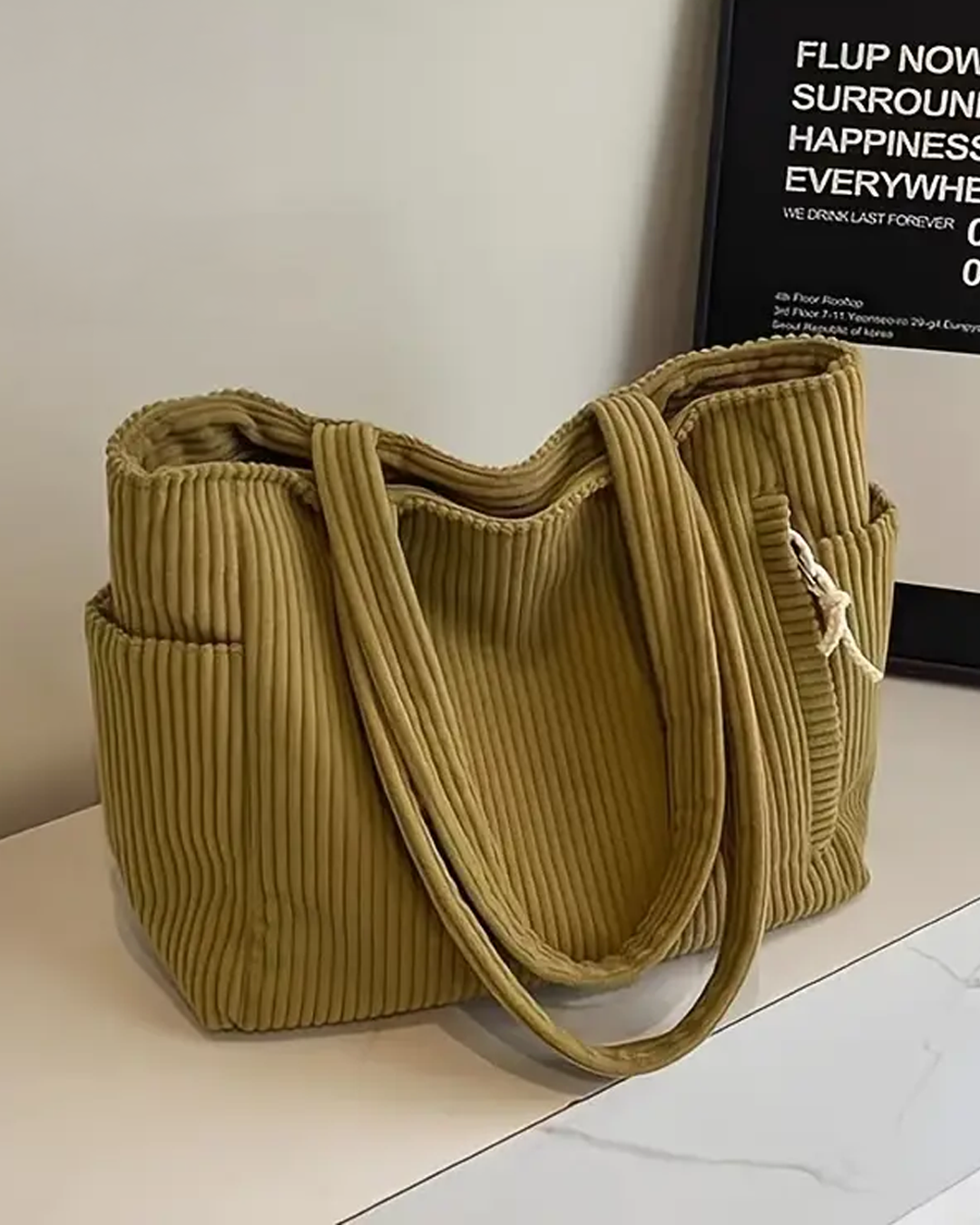 Maya – Bolso shopper de pana con cordón elegante