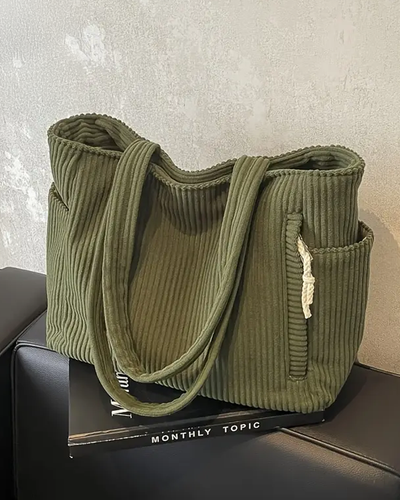 Maya – Bolso shopper de pana con cordón elegante