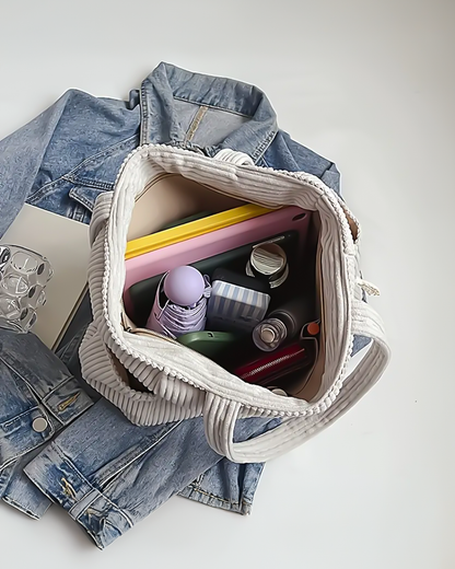 Maya – Bolso shopper de pana con cordón elegante