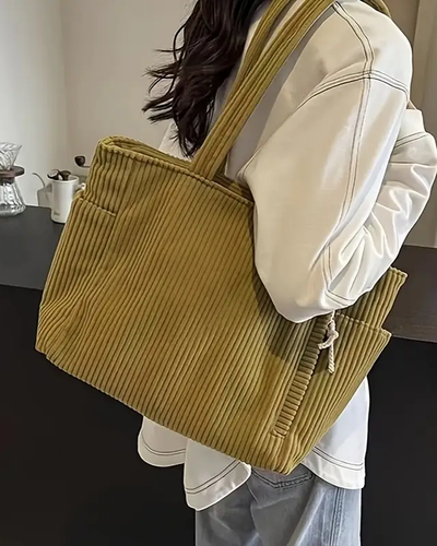 Maya – Bolso shopper de pana con cordón elegante