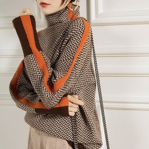 Emma | Suéter de cuello alto con rayas en contraste