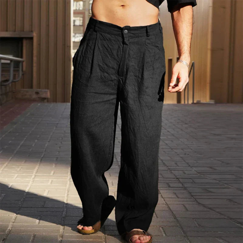 JUAN | PANTALÓN DE LINO DE PIERNA ANCHA
