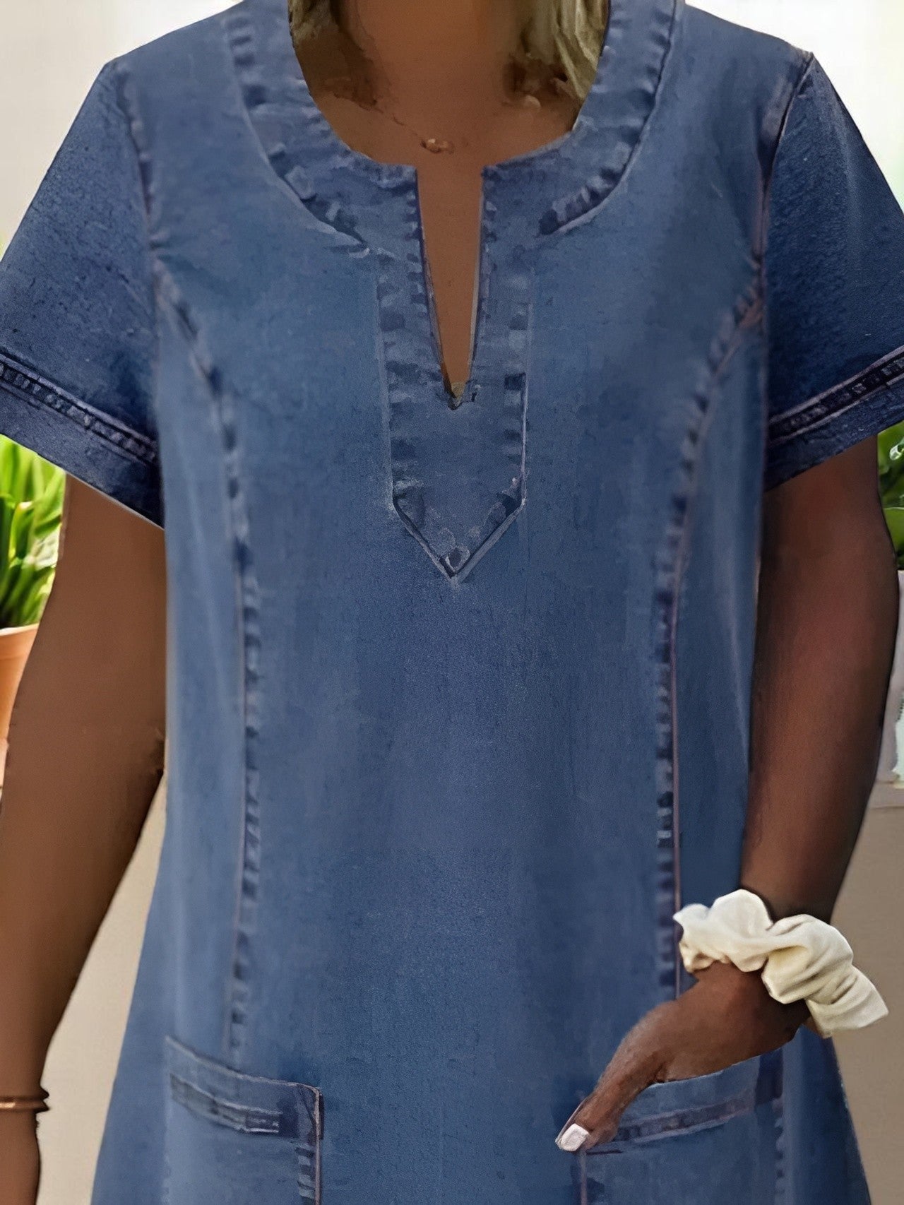 Elena | Vestido de denim suave con bolsillos delanteros
