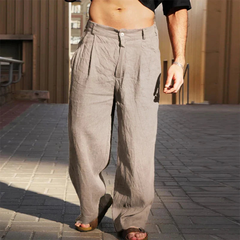 JUAN | PANTALÓN DE LINO DE PIERNA ANCHA