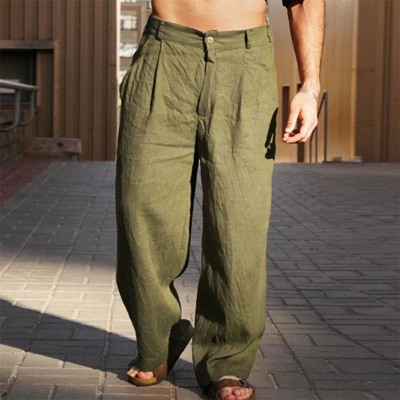 JUAN | PANTALÓN DE LINO DE PIERNA ANCHA