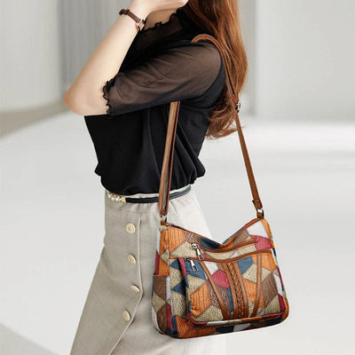 Emma | Bolso de mano de cuero mosaico