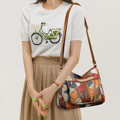 Emma | Bolso de mano de cuero mosaico