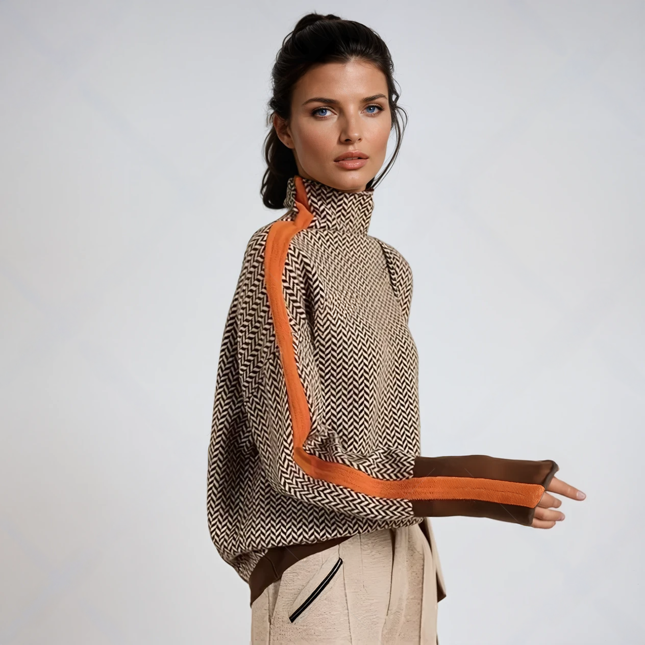 Emma | Suéter de cuello alto con rayas en contraste
